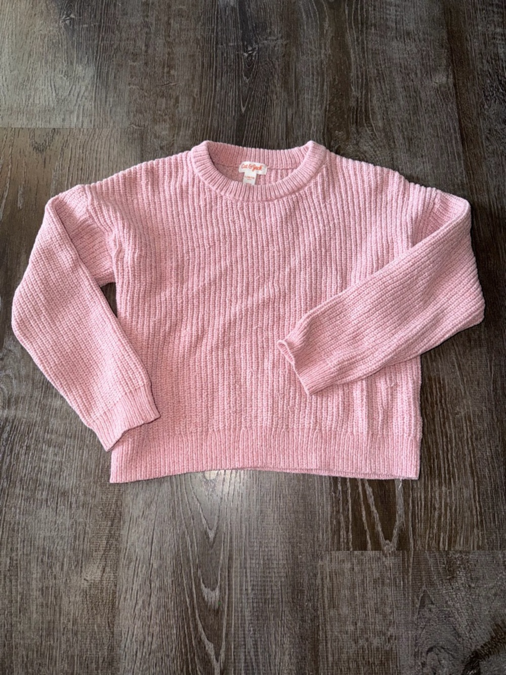 Cat & Jack Light Pink Ribbed Crewneck Sweater - Girls